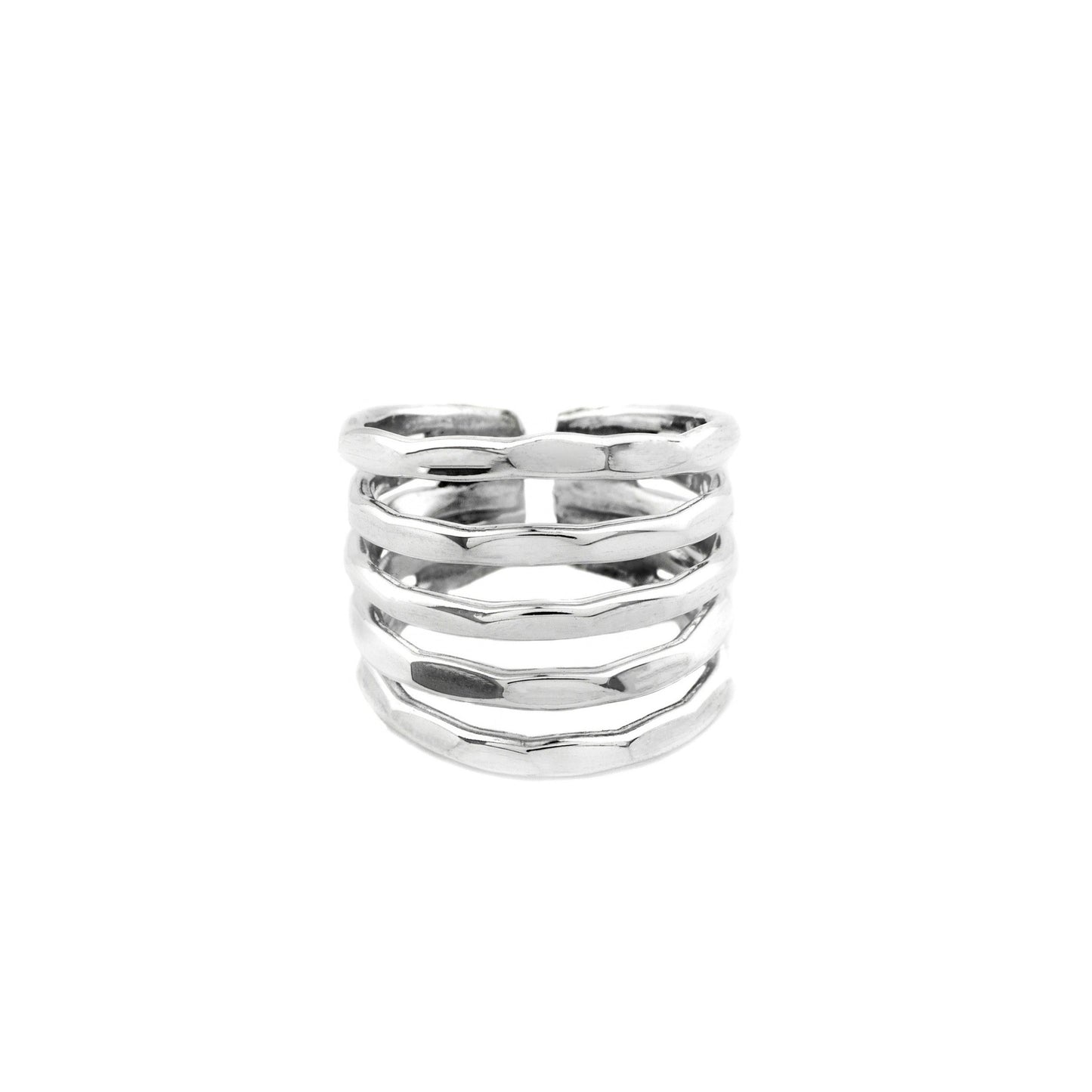 Hammered Multi Layered Sterling Silver Ring