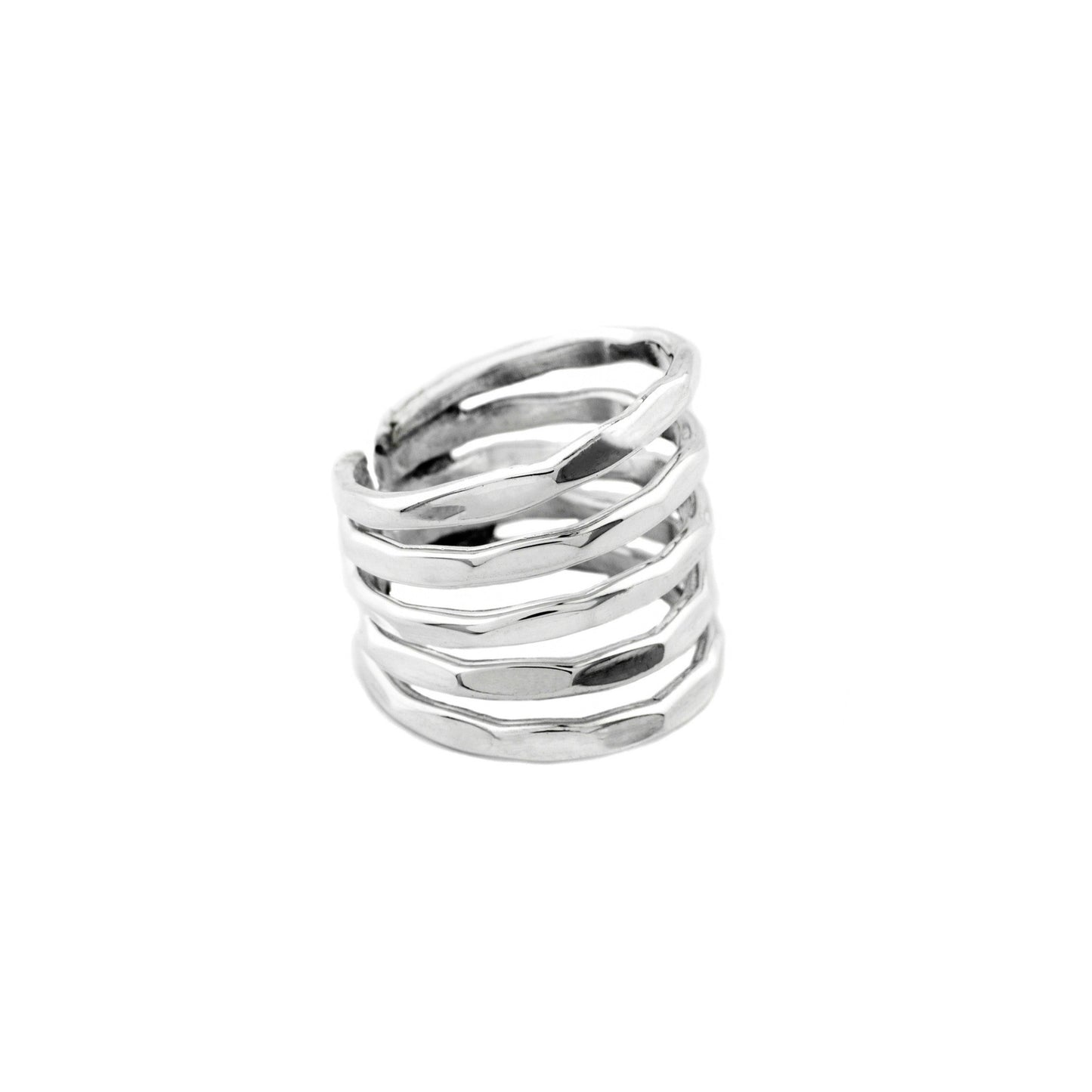 Hammered Multi Layered Sterling Silver Ring