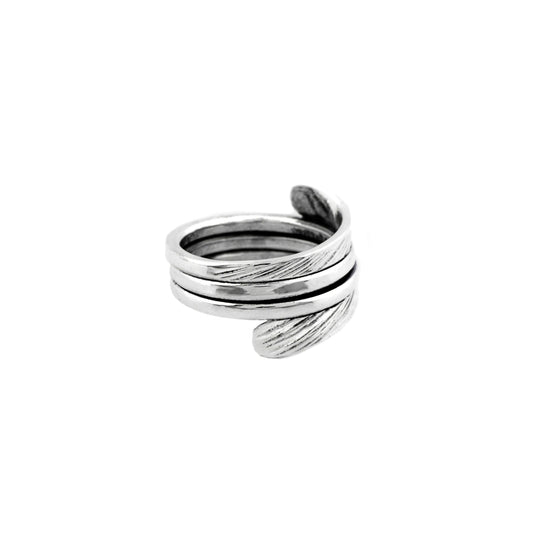 Sterling Silver Textured Stacked Wrap Ring