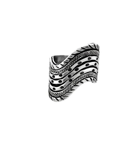 Sterling Silver Textured Wave Ring