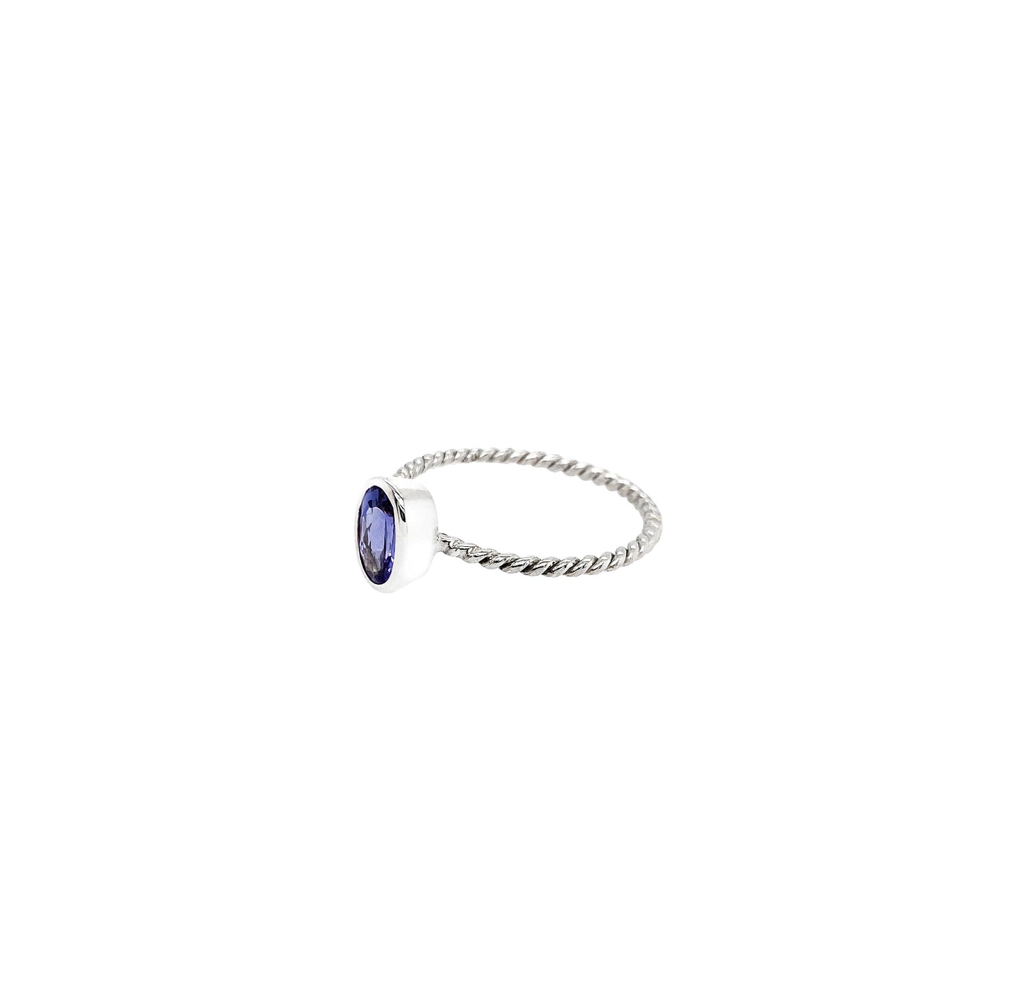 Tanzanite Faceted Spiral Sterling Silver Ring - Twisted Earth Artistry