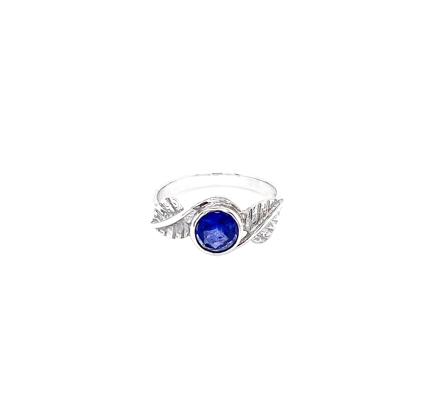 Round Faceted Tanzanite Sterling Silver Leaf Accent - Twisted Earth Artistry