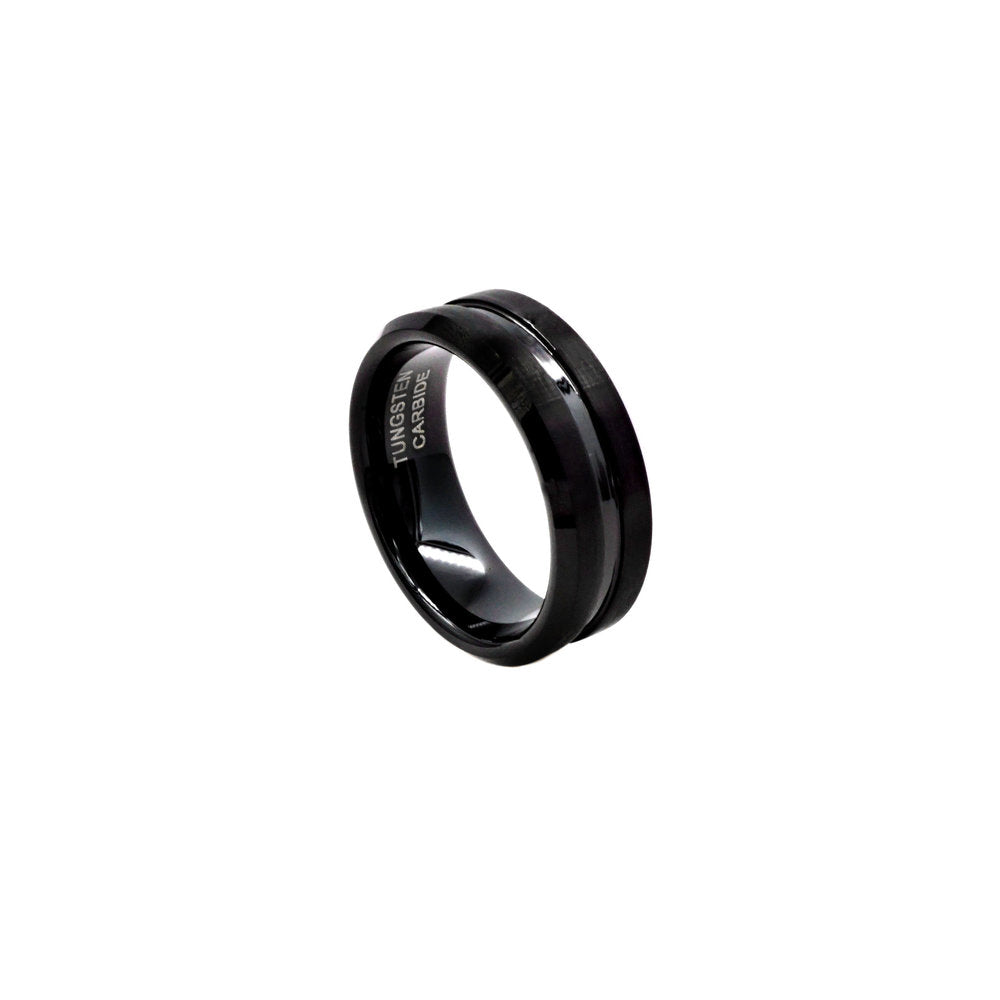 Black Tungsten with Center Groove Ring - Twisted Earth Artistry