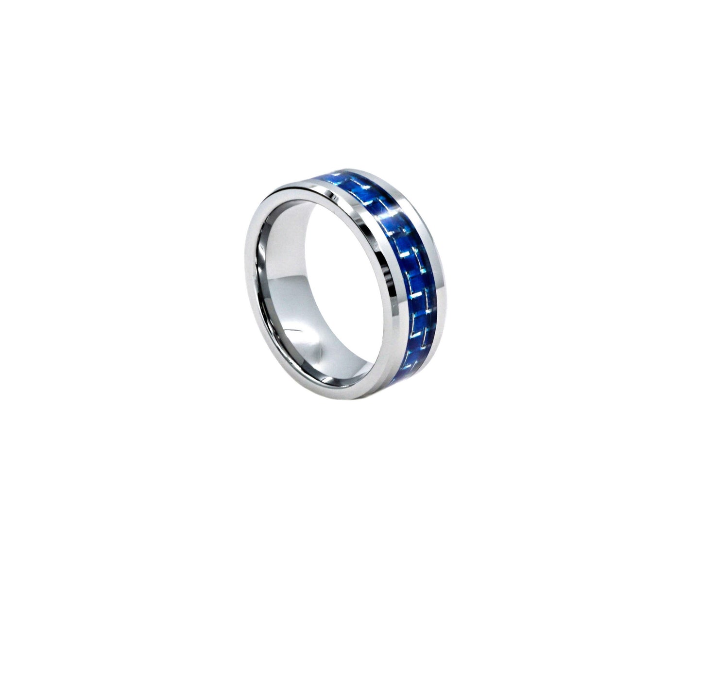 Tungsten Comfort Fit with Blue Fiber Inlay Ring