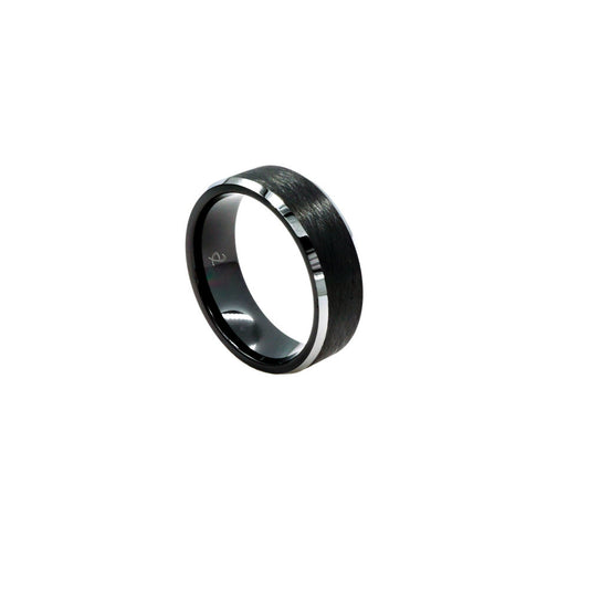 Black Tungsten Polished Beveled Edge Ring - Twisted Earth Artistry