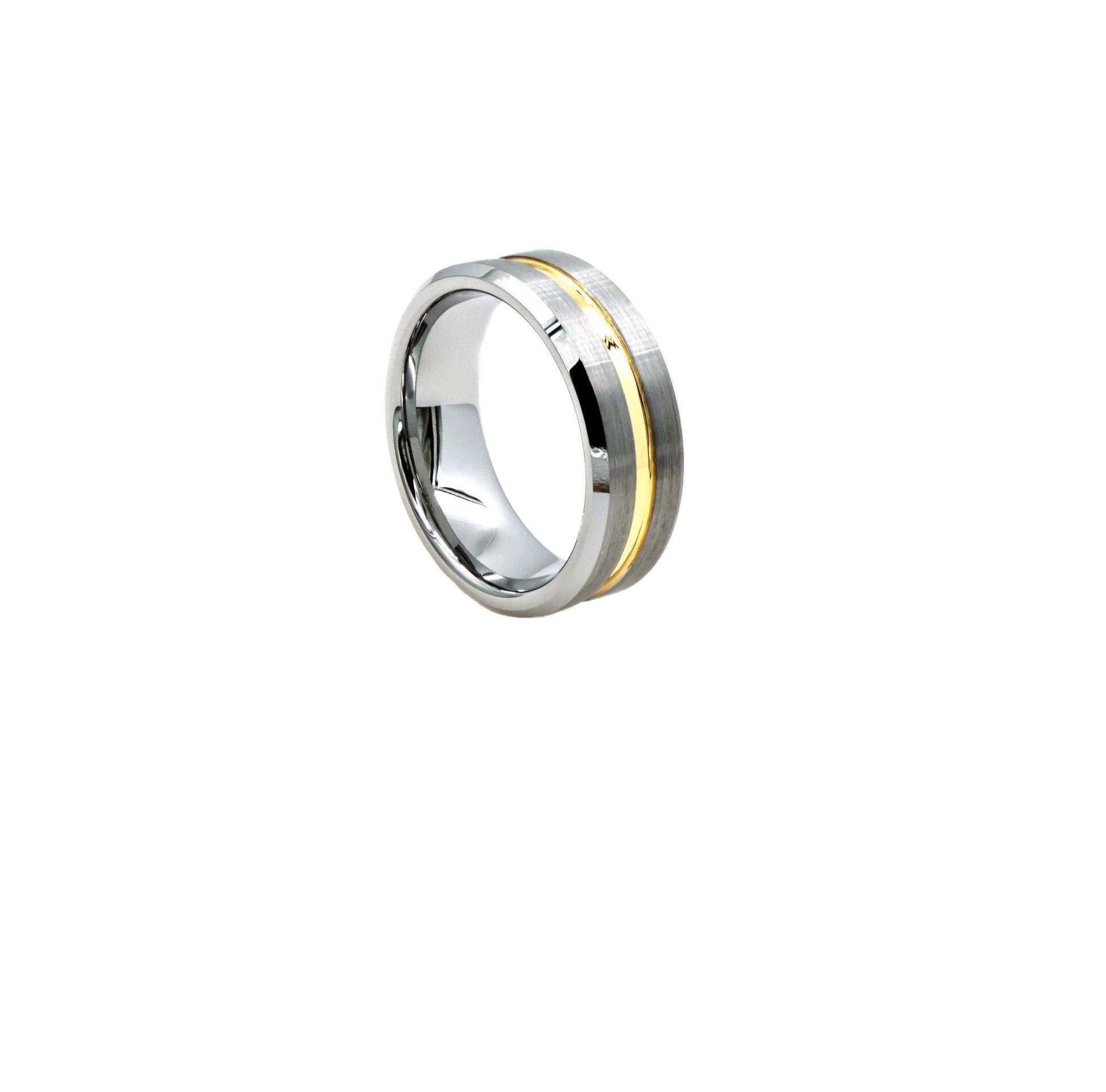 Silver with Gold Inlay Tungsten Ring - Twisted Earth Artistry