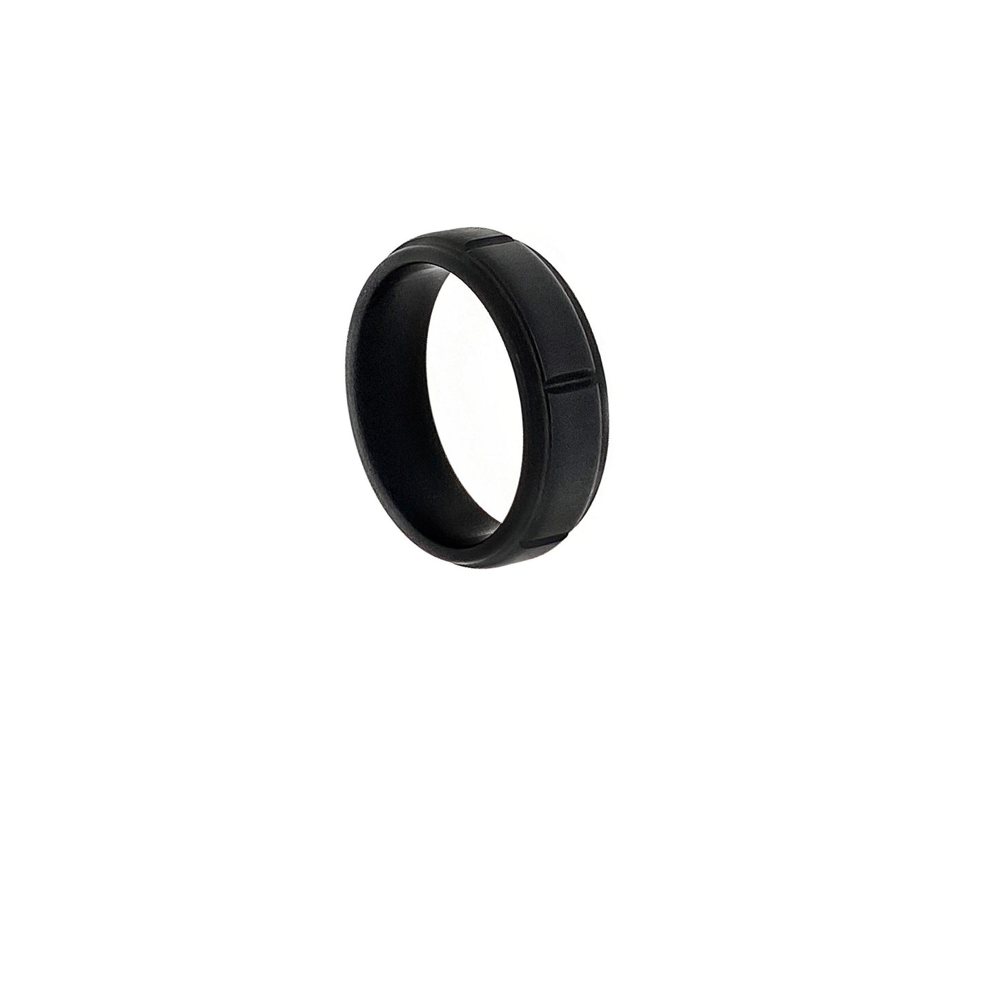 Matte Black Grooved Tungsten Ring - Twisted Earth Artistry