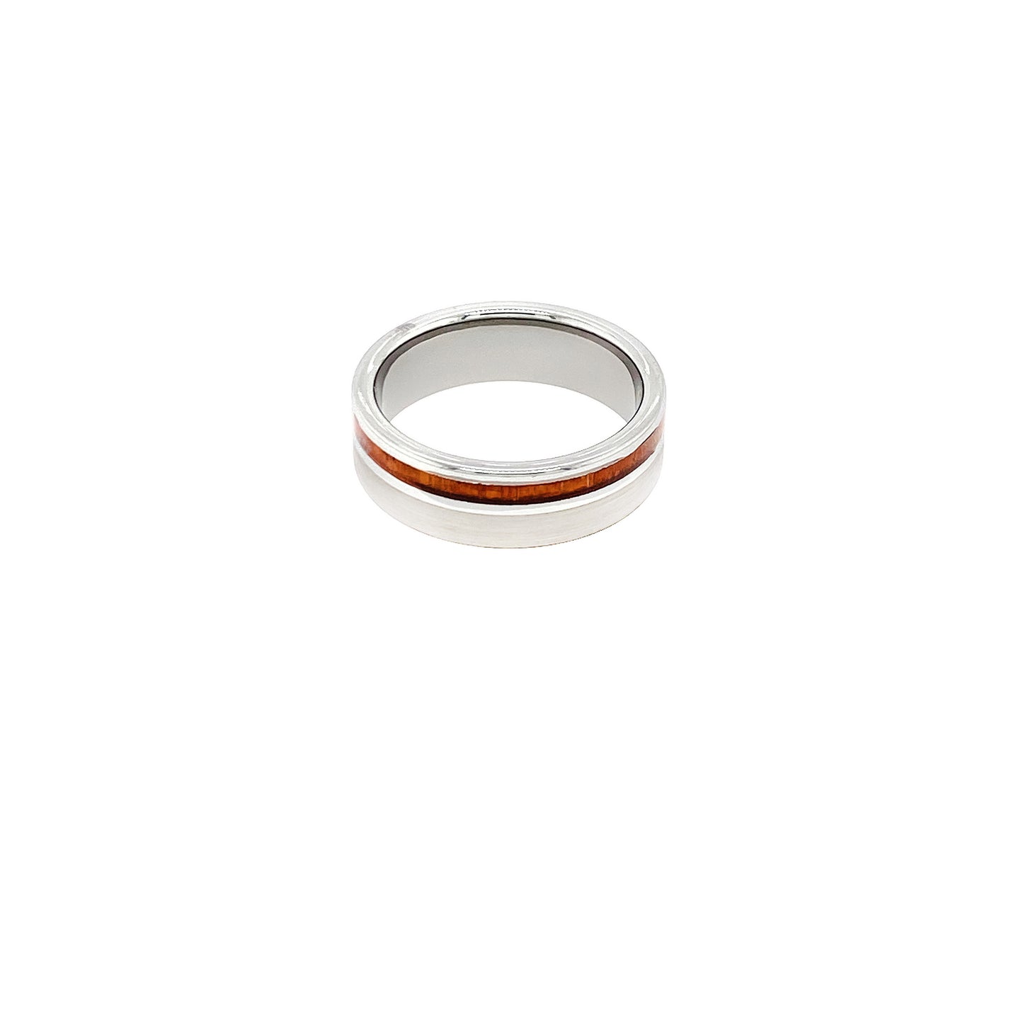 Silver Tungsten with Thin Wood Inlay Ring - Twisted Earth Artistry