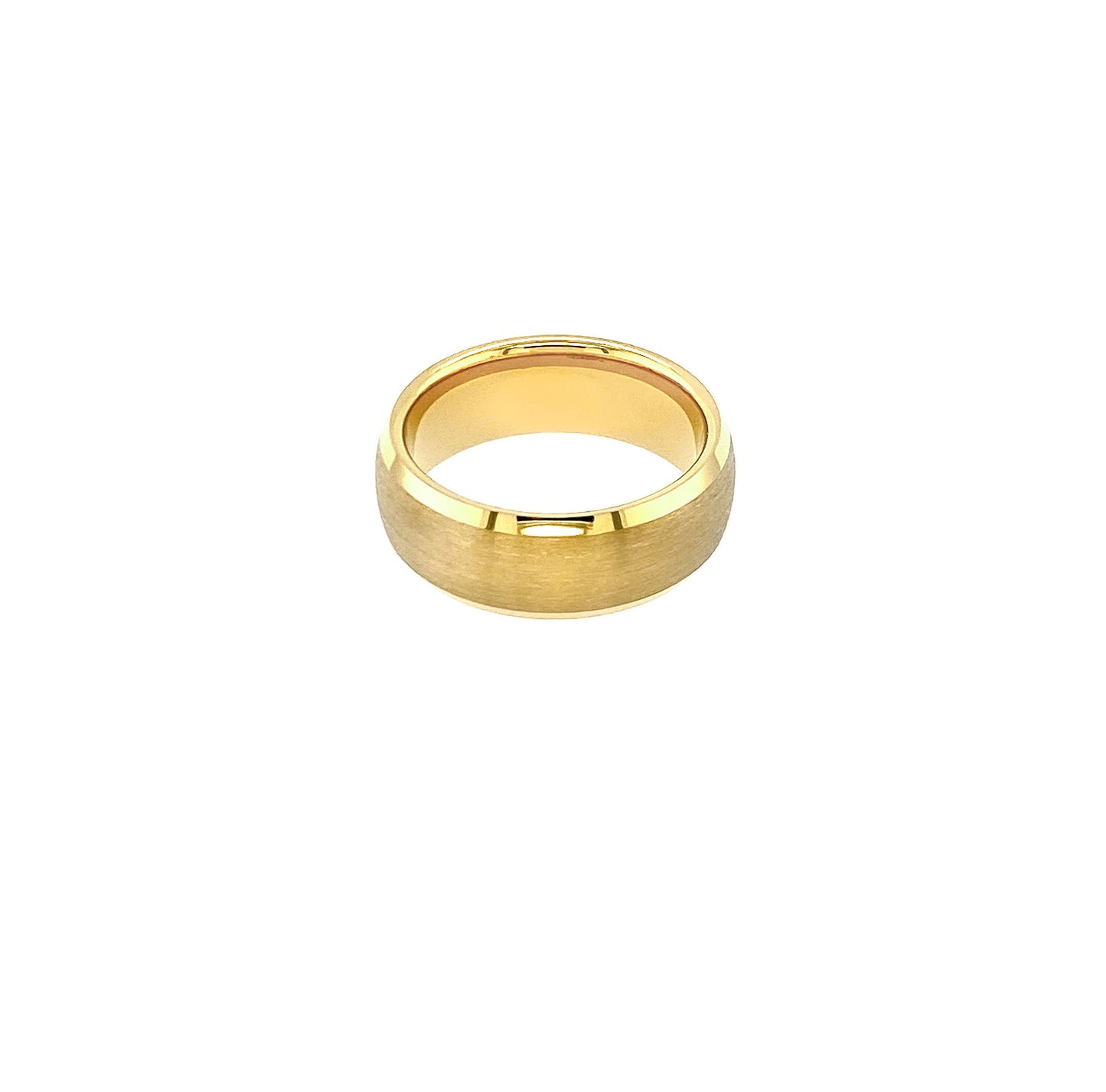 Gold Brushed with High Polish Edge Tungsten Ring