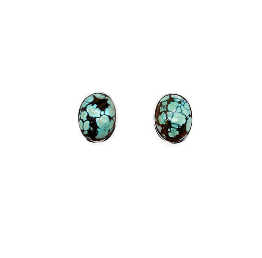 Turquoise Oval Stud Earrings Large