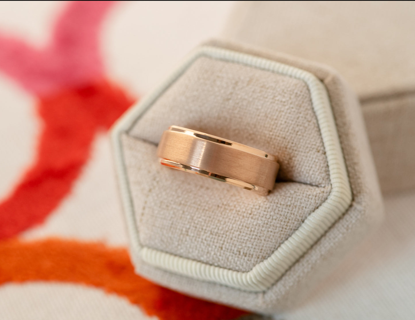 Rose Gold Grooved Tungsten Ring