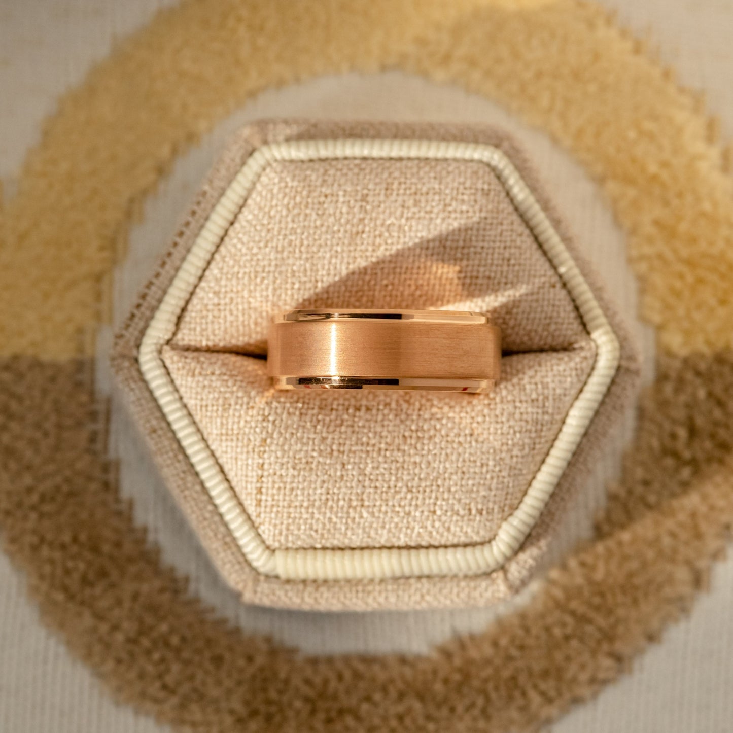 Rose Gold Grooved Tungsten Ring