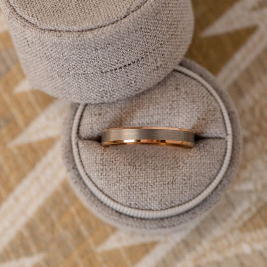 3mm Rose Gold and Silver Tungsten Ring