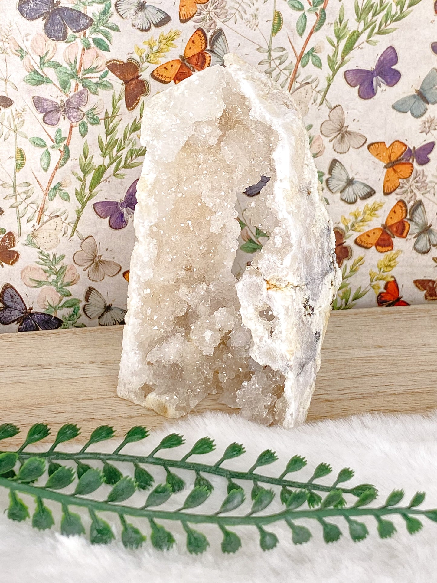 Calcite with Druzy Quartz Mineral