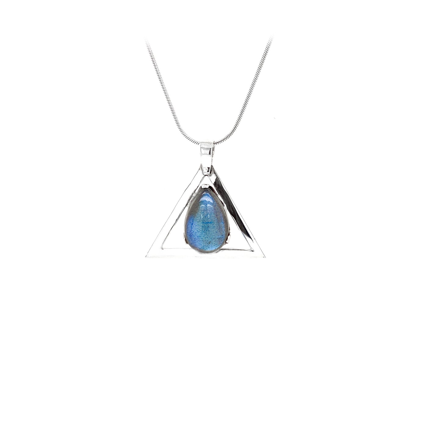 Labradorite Sterling Silver Triangle Pendant - Twisted Earth Artistry