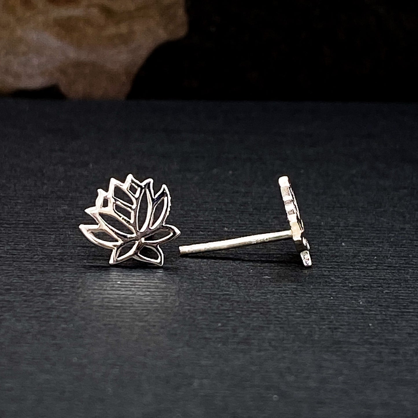Lotus Flower Sterling Silver Earring and Charm Set